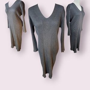Charcoal V-Neck Sweater Dress, size medium